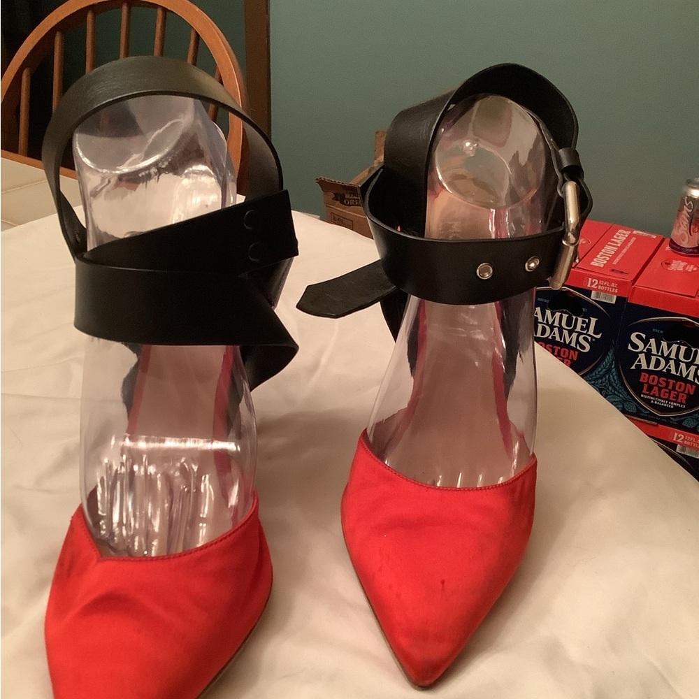 Monse Satin Pumps with Wide “Punk” Ankle Straps 40 US 10